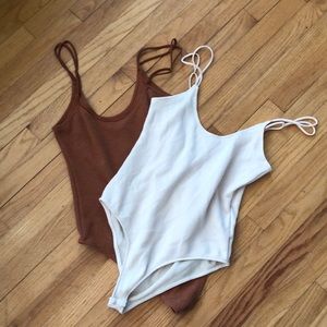 WISHLIST RIBBED BODYSUITS Set of 2 Size Large